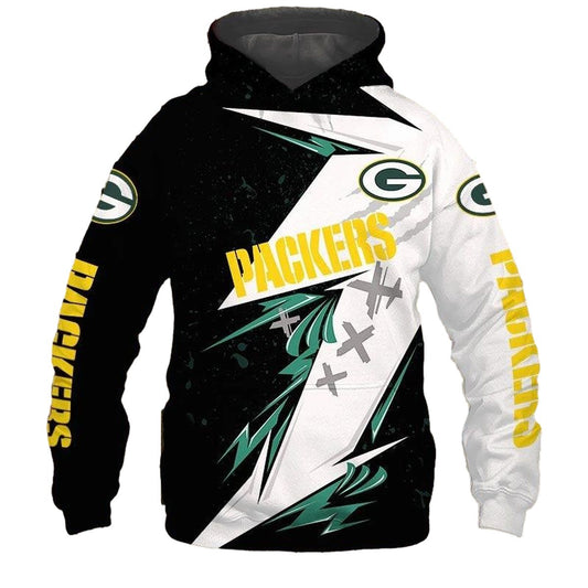 Green Bay Packers Thunder Graphic Gift For Men Aop Hoodie - Moonbestprint