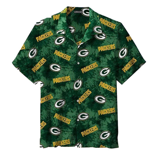 Green Bay Packers Tie Dye And Team Logos Pattern Hawaiian Shirt - Moonbestprint
