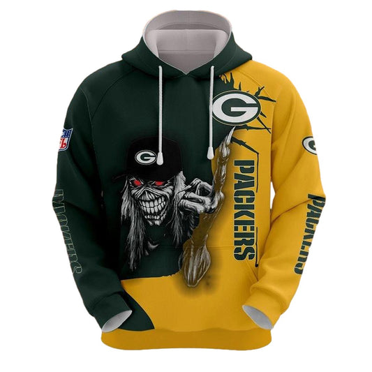 Green Bay Packers Ultra Death Graphic Gift For Halloween Aop Hoodie - Moonbestprint