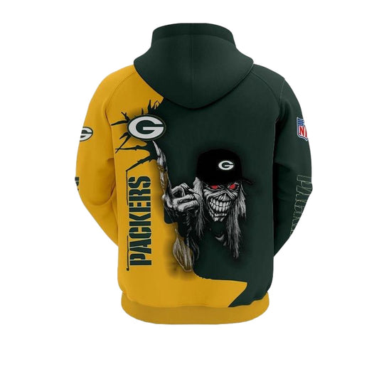 Green Bay Packers Ultra Death Graphic Gift For Halloween Aop Hoodie - Moonbestprint