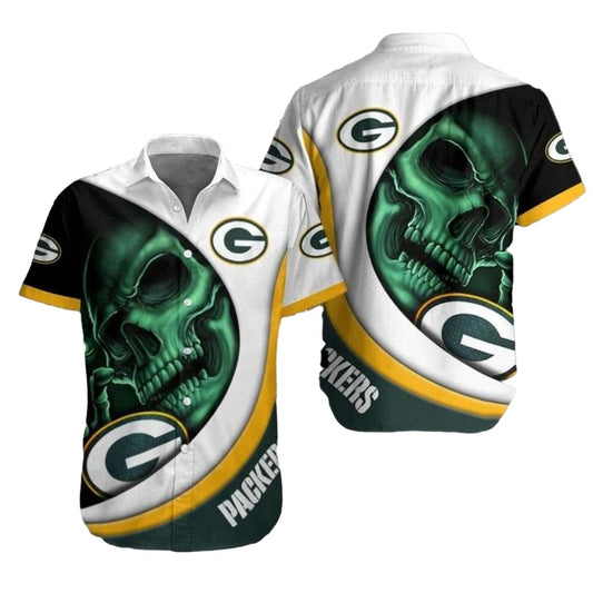 Green Bay Packers Warrior Spirit Skull Hawaiian Shirt - Moonbestprint