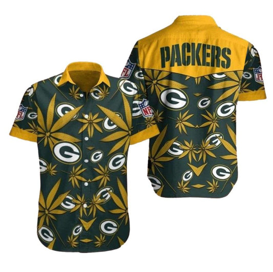 Green Bay Packers Weed Green Pattern 2025 Hawaiian Shirt - Moonbestprint