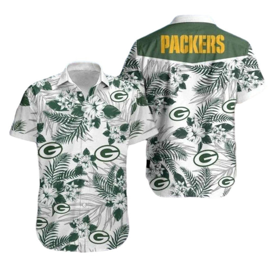 Green Bay Packers With Floral Backdrop 2025 Hawaiian Shirt - Moonbestprint