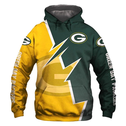 Green Bay Packers Zigzag Graphic Sweatshirt Gift For Fans Aop Hoodie - Moonbestprint