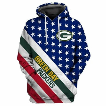 Green Bay Packers and America Flag 3D Hoodie, NFL Hoodie Moonbestprint