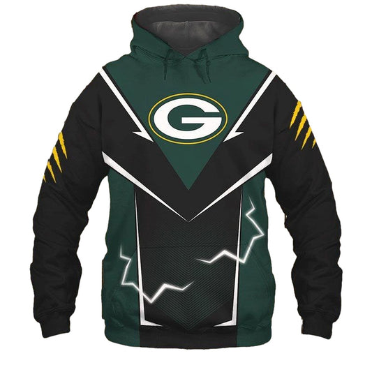Green Bay Packers Lightning Graphic Aop Hoodie - Moonbestprint