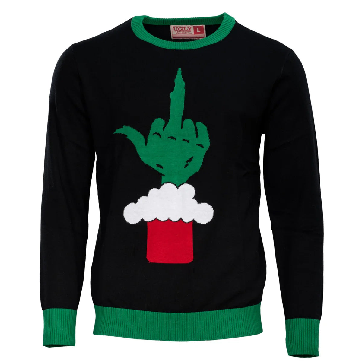 Green Cartoon Monster Middle Finger Adult Ugly Christmas Sweater – Moonbestprint