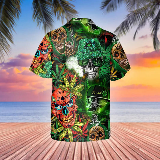 Green Forest Skull Hawaiian Shirt, Hawaiian Button Up Shirt, Tropical Shirts For Men Moonbestprint