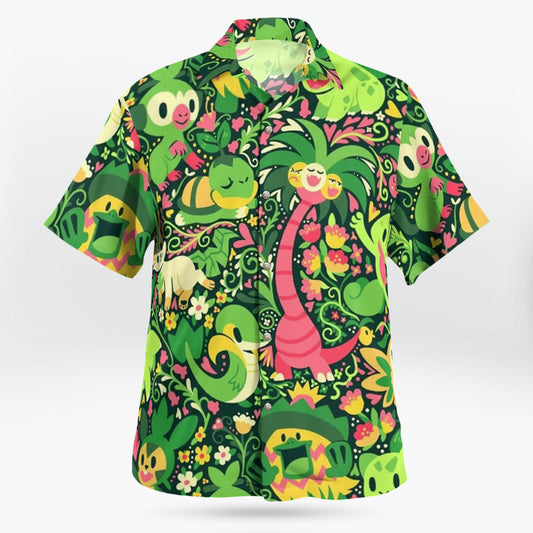 Green Grass Type Pattern Pokemon Hawaiian Shirt For Men And Women – Moonbestprint