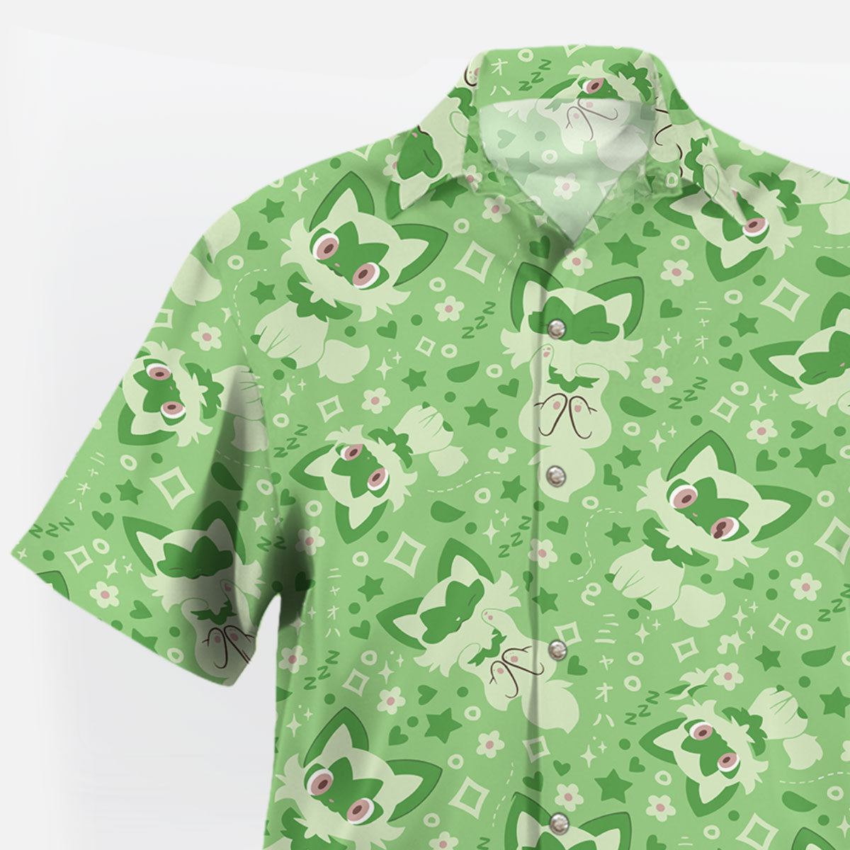 Green Sprigatito Cute Pattern Pokémon Hawaiian Shirt – Moonbestprint