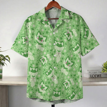 Green Sprigatito Cute Pattern Pokémon Hawaiian Shirt – Moonbestprint