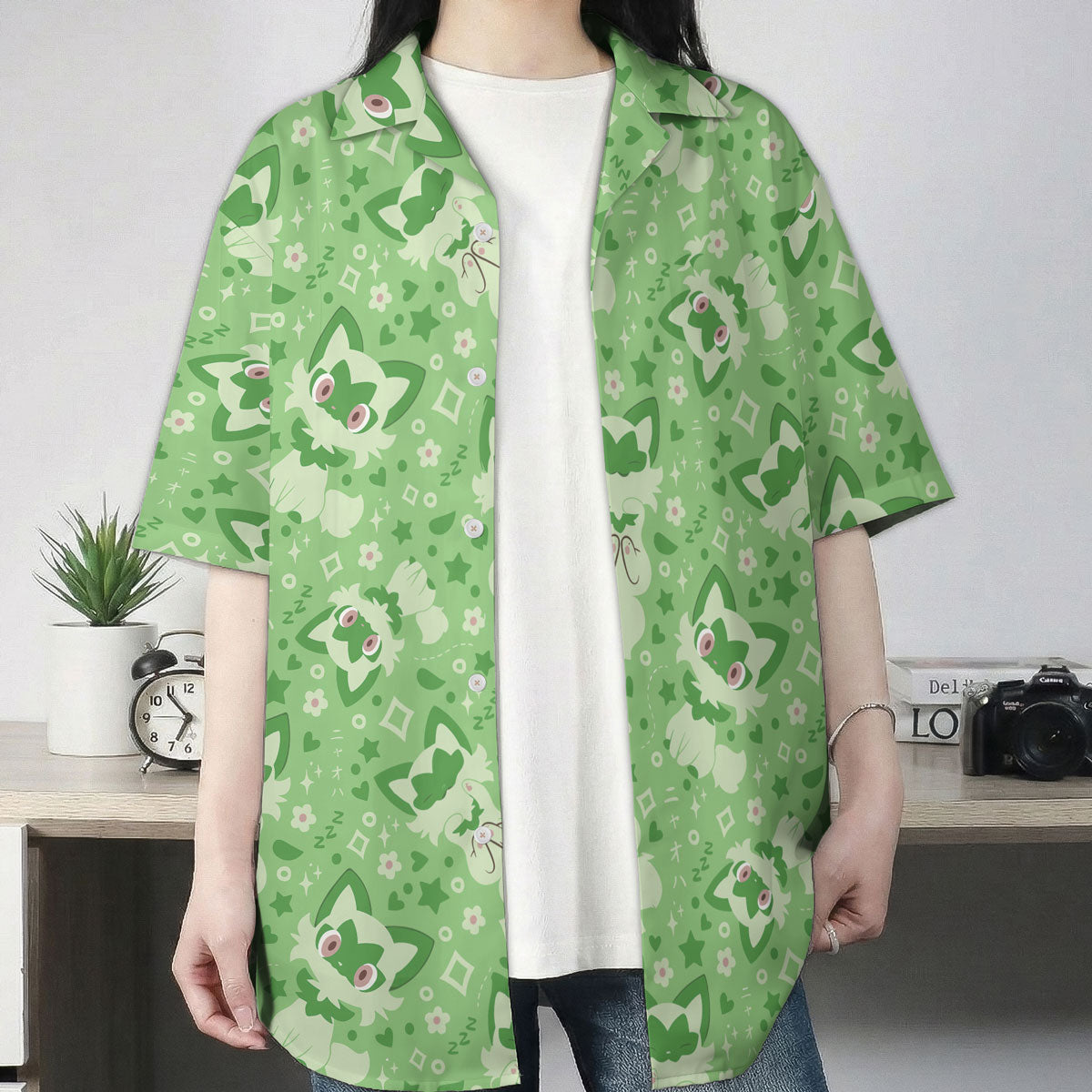 Green Sprigatito Cute Pattern Pokémon Hawaiian Shirt – Moonbestprint