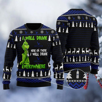 Grey Goose Grinch Will Drink Everywhere Ugly Sweater – Moonbestprint