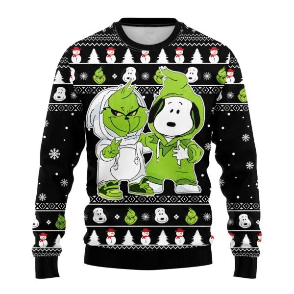 Grinch And SNP Cosplay Ugly Sweater, Grinch Xmas Sweater Adults Moonbestprint