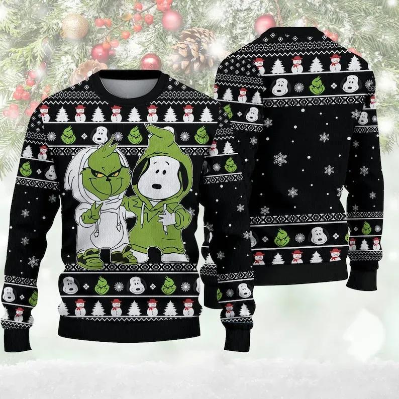 Grinch And SNP Cosplay Ugly Sweater, Grinch Xmas Sweater Adults Moonbestprint