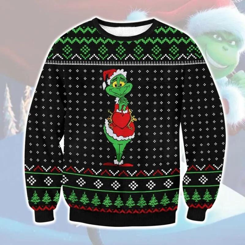 Grinch Cute Ugly Christmas Sweater, Grinch Holiday Sweater Moonbestprint