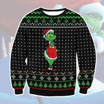 Grinch Cute Ugly Christmas Sweater, Grinch Holiday Sweater Moonbestprint