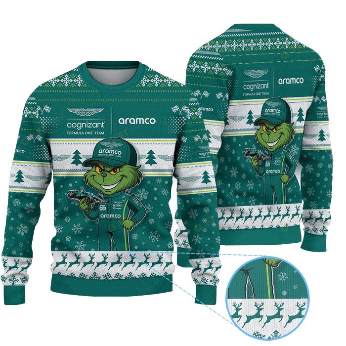 Grinch F1 Aston Martin Ugly Christmas Sweater 2025 – Moonbestprint