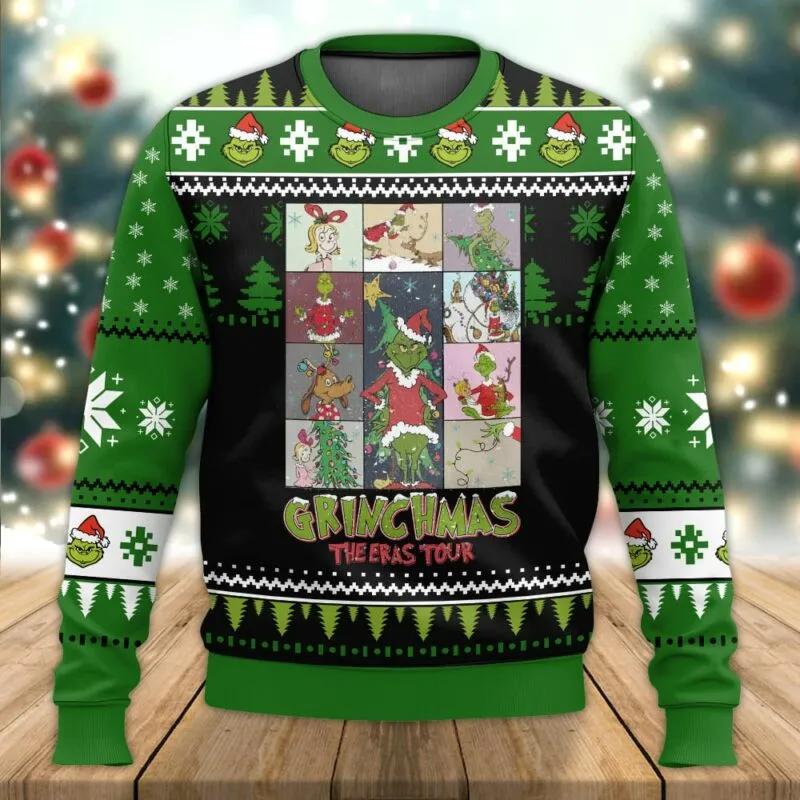 Grinch Grinchmas The Eras Tour Ugly Christmas Sweater, Grinch Holiday Sweater Moonbestprint