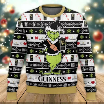 Grinch Guinness Ugly Christmas Sweater, Grinch Holiday Sweater Moonbestprint