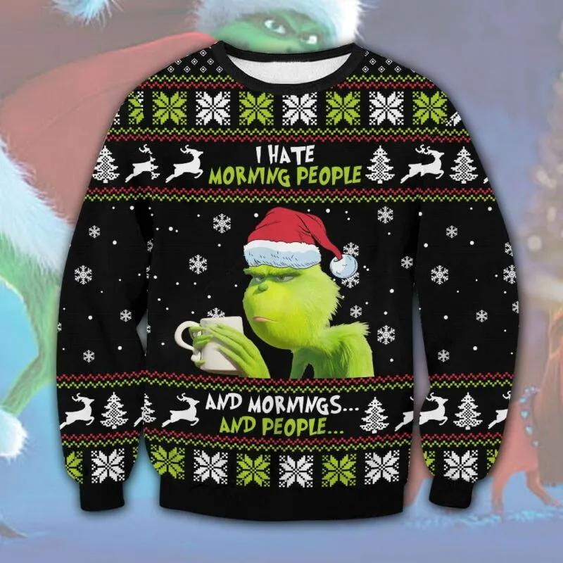 Grinch I Hate People Ugly Christmas Sweater, Grinch Holiday Sweater Moonbestprint