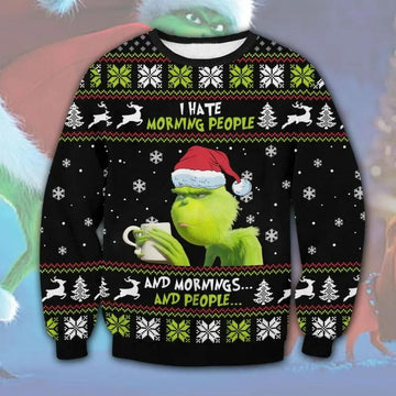 Grinch I Hate People Ugly Christmas Sweater, Grinch Holiday Sweater Moonbestprint