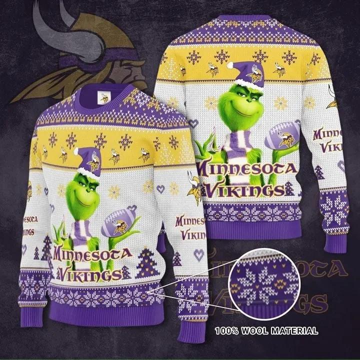 Grinch Minnesota Vikings Ugly Christmas Sweater Moonbestprint