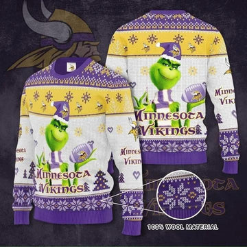 Grinch Minnesota Vikings Ugly Christmas Sweater Moonbestprint