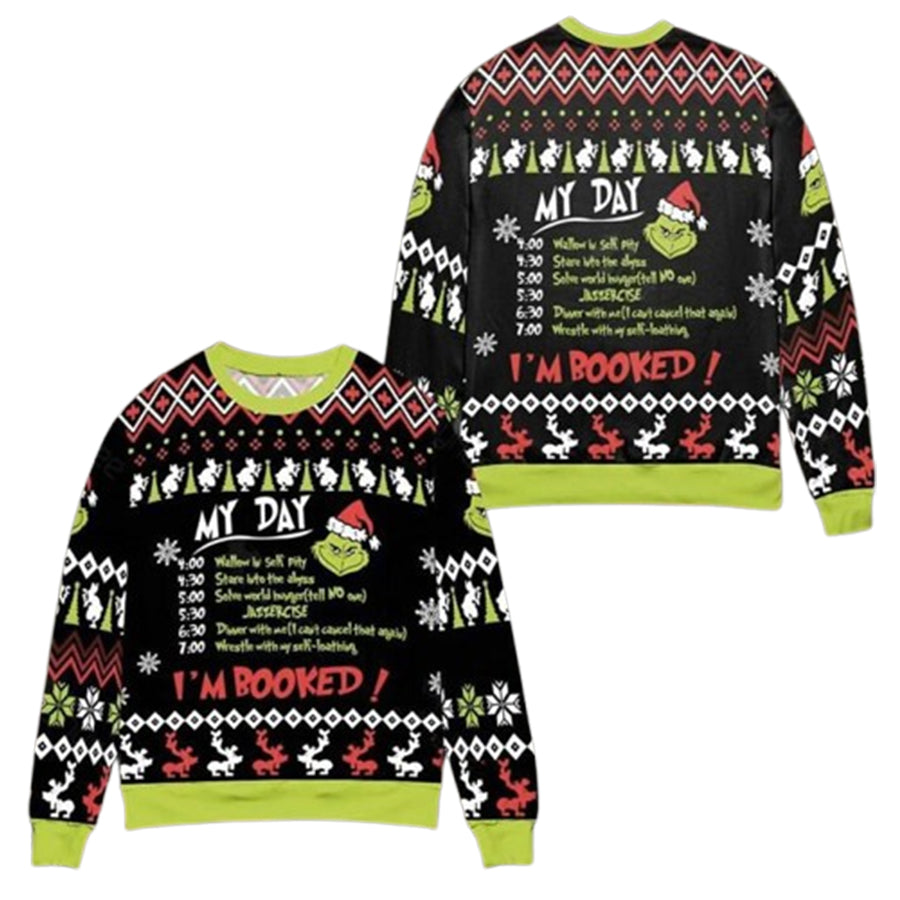 Grinch My Day Im Booked Ugly Christmas Sweater – Moonbestprint