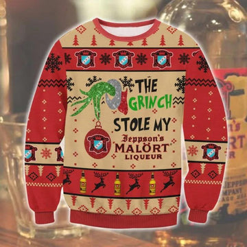 Grinch Stole Malort Ugly Sweater, Grinch Holiday Sweater Moonbestprint