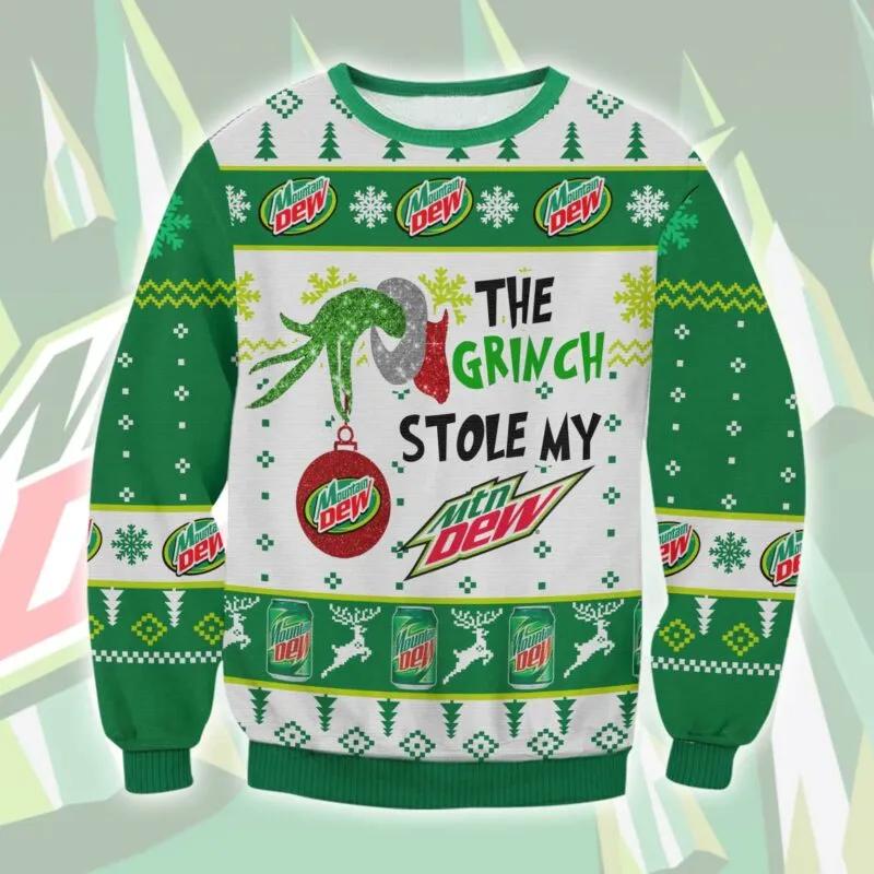 Grinch Stole Mountain Dew Ugly Sweater, Grinch Holiday Sweater Moonbestprint