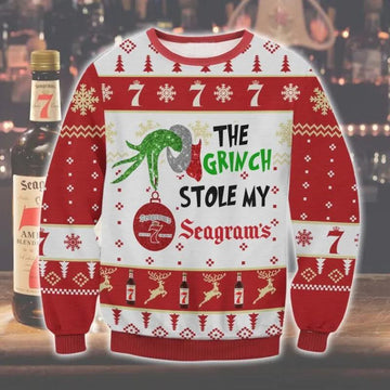 Grinch Stole Seagram’s 7 Ugly Sweater, Grinch Holiday Sweater Moonbestprint