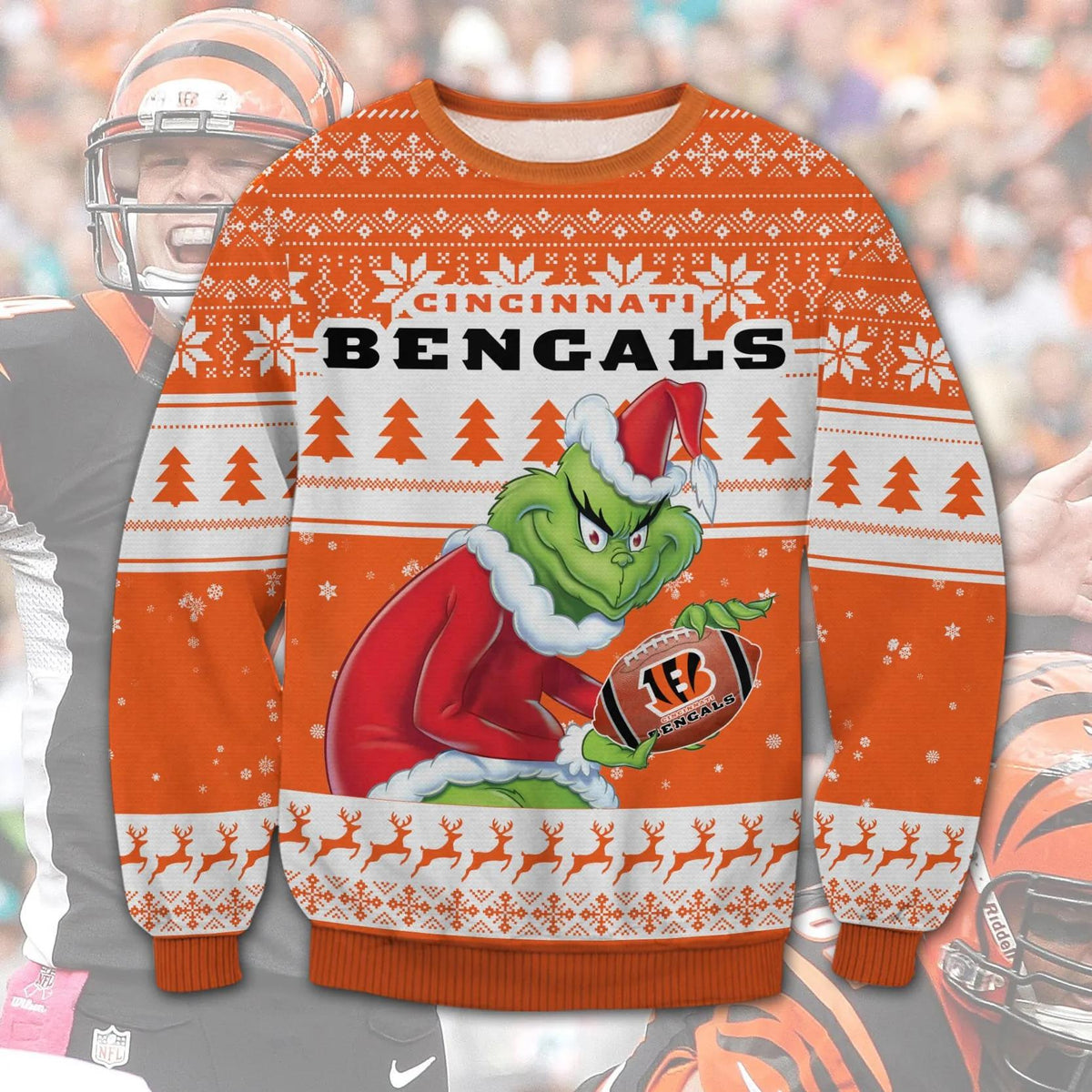 Grinch Stolen Cincinnati Bengals Ugly Christmas Sweater, NFL Christmas Sweater Moonbestprint