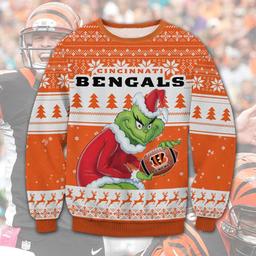 Grinch Stolen Cincinnati Bengals Ugly Christmas Sweater, NFL Christmas Sweater Moonbestprint