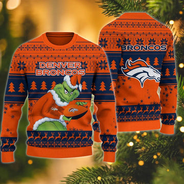 Grinch Stolen Denver Broncos Ugly Christmas Sweater, NFL Christmas Sweater Moonbestprint