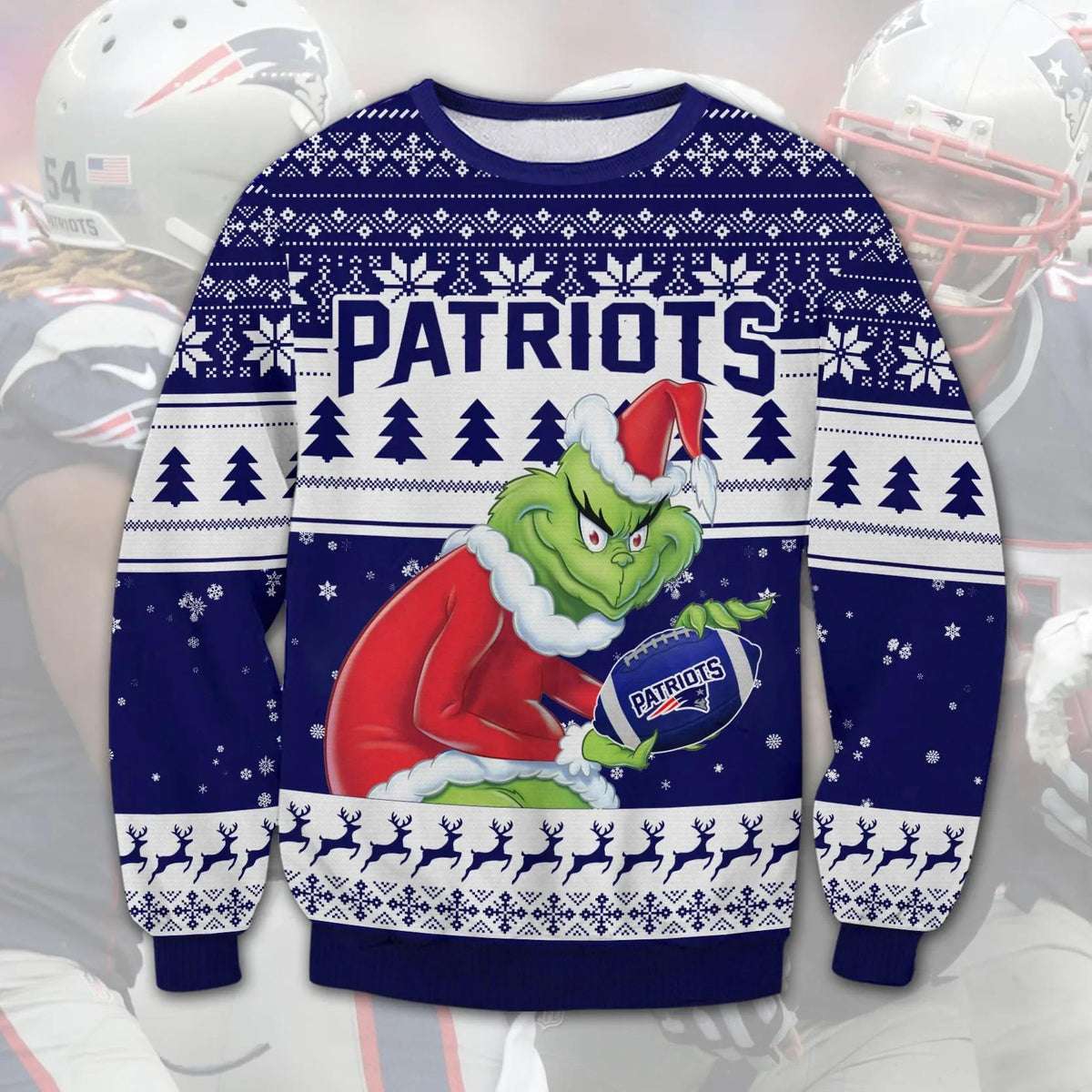 Grinch Stolen New England Patriots Ugly Christmas Sweater, NFL Christmas Sweater Moonbestprint