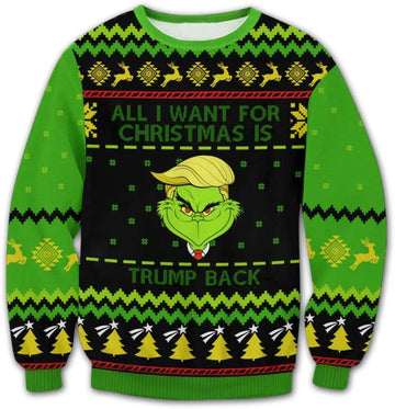 Grinch Trump Ugly Sweater, Grinch Holiday Sweater Moonbestprint