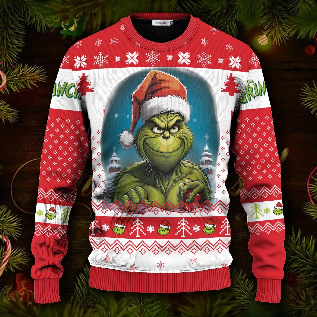 Grinch Ugly Christmas Sweater, Christmas Grinch Sweater Moonbestprint