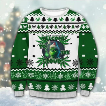 Grinch Weed Ugly Sweater, Grinch Holiday Sweater Moonbestprint