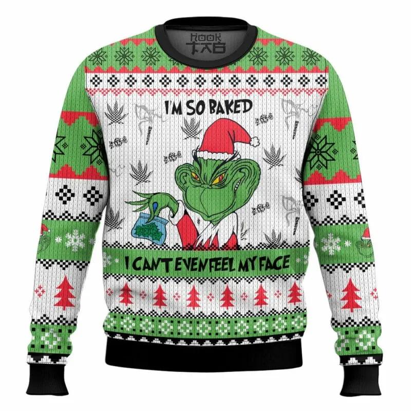 Grinch Can’t Even Feel His Face 420 Christmas Ugly Sweater, Grinch Holiday Sweater Moonbestprint