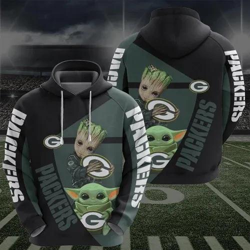 Groot And Yoda Green Bay Packers - Hoodie 3D, NFL Hoodie Moonbestprint