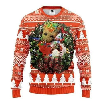 Groot Hug Baltimore Orioles Christmas Ugly Sweater, MLB Christmas Sweater Moonbestprint