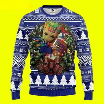 Groot Hug New York Giants Ugly Christmas Sweater, NFL Christmas Sweater Moonbestprint