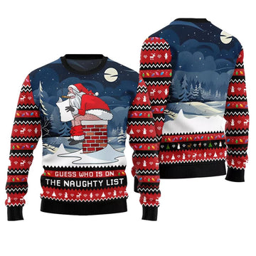Guess Who On Naughty List Santa Ugly Christmas Sweater - Moonbestprint