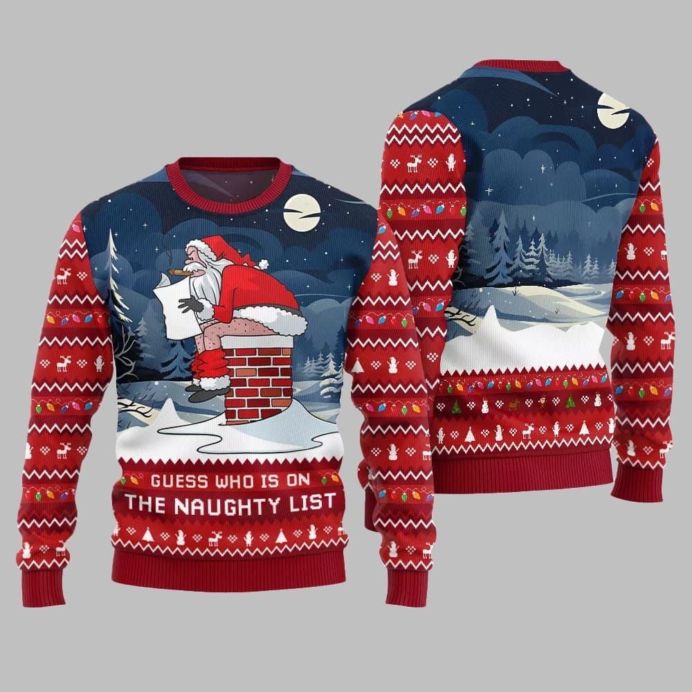 Guess Who On Naughty List Ugly Sweater Christmas 2026 - Moonbestprint