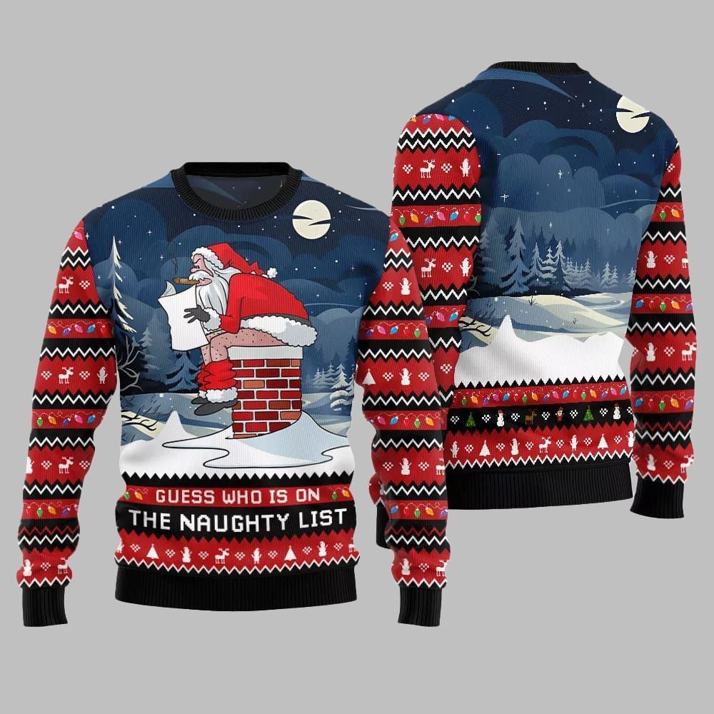 Guess Who On Naughty List Ugly Sweater Christmas 2026 - Moonbestprint