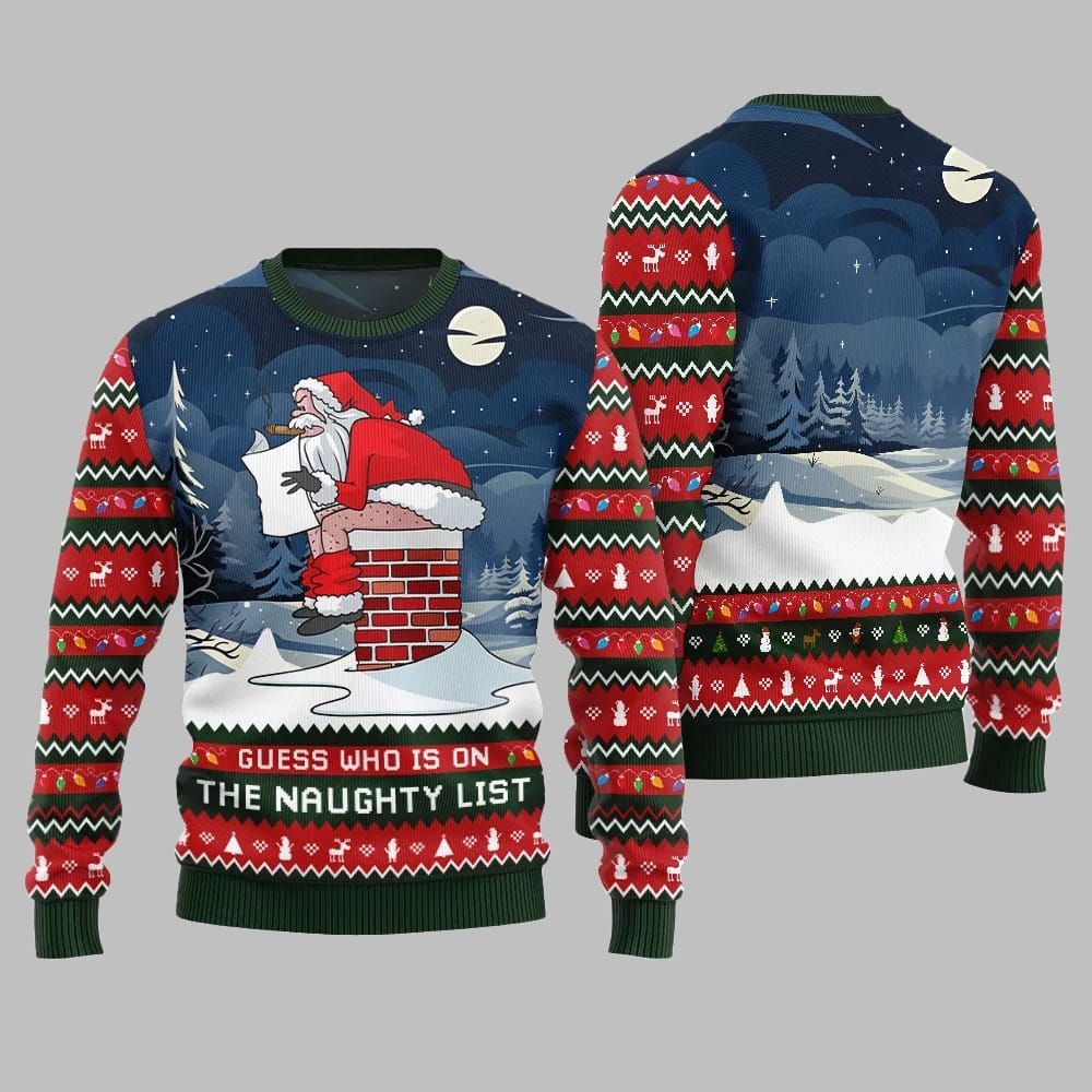 Guess Who On Naughty List Ugly Sweater Christmas 2026 - Moonbestprint