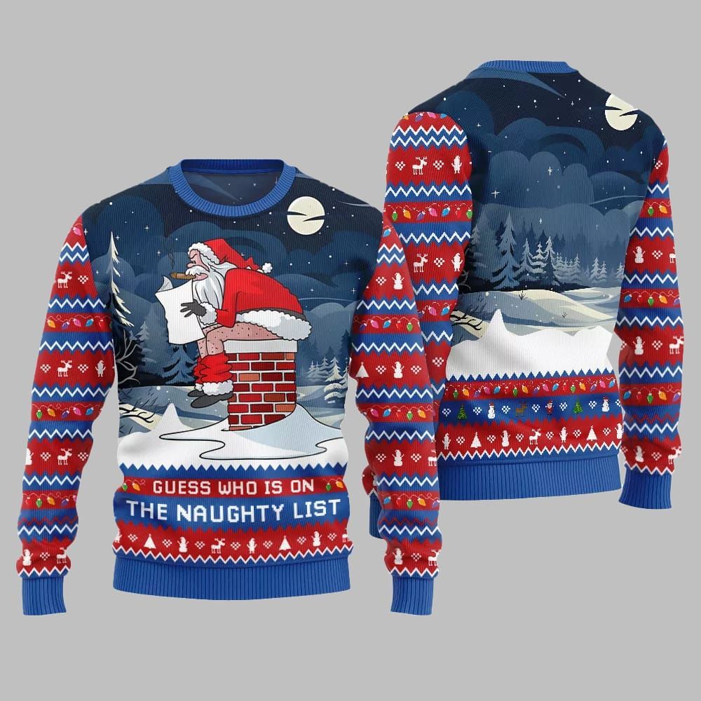 Guess Who On Naughty List Ugly Sweater Christmas 2026 - Moonbestprint