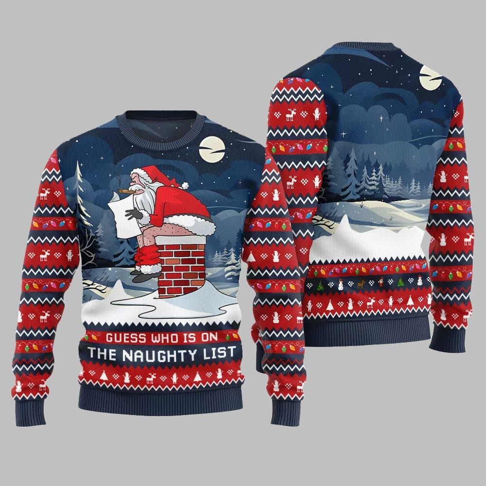 Guess Who On Naughty List Ugly Sweater Christmas 2026 - Moonbestprint
