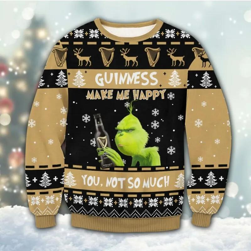 Guinness Grinch Happy Ugly Sweater, Grinch Holiday Sweater Moonbestprint